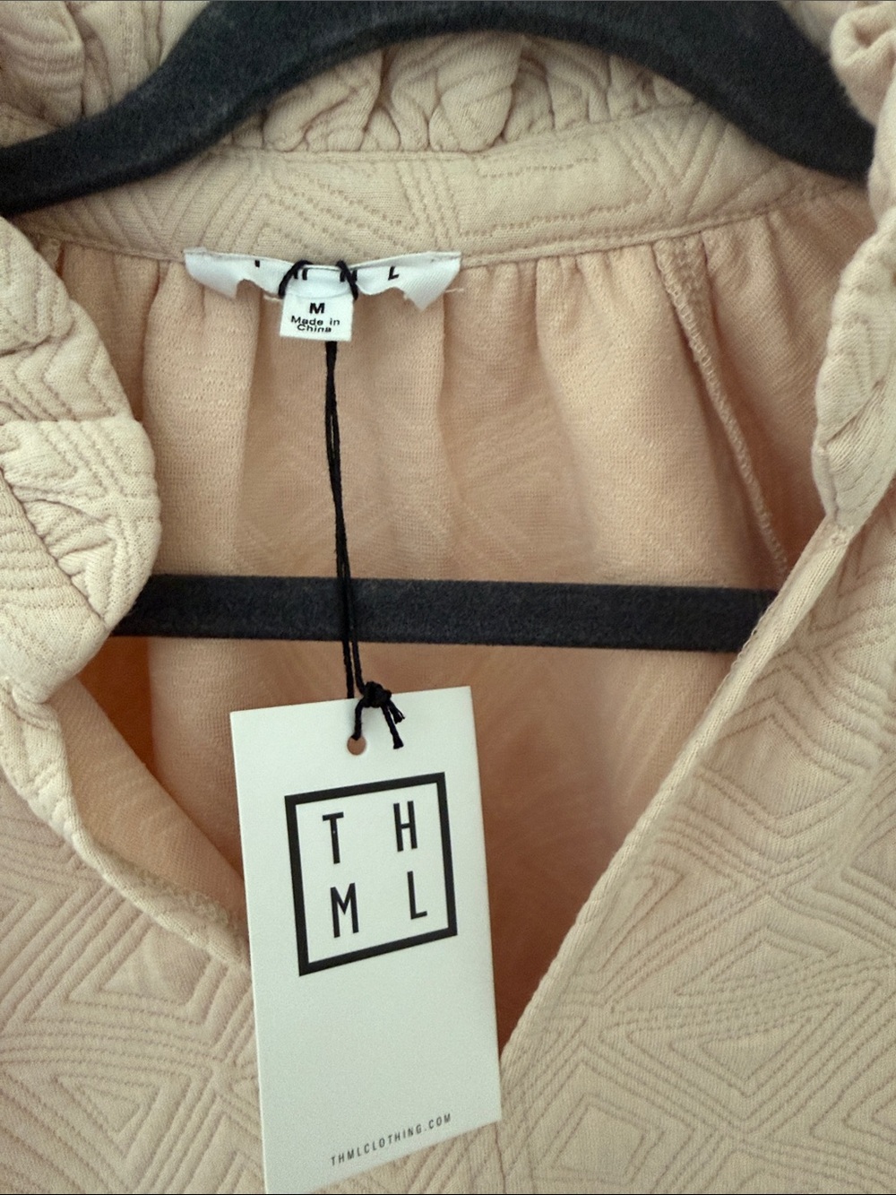 THML Cream Textured Ruffle-Neck Shift Tunic - Picture 2 of 3